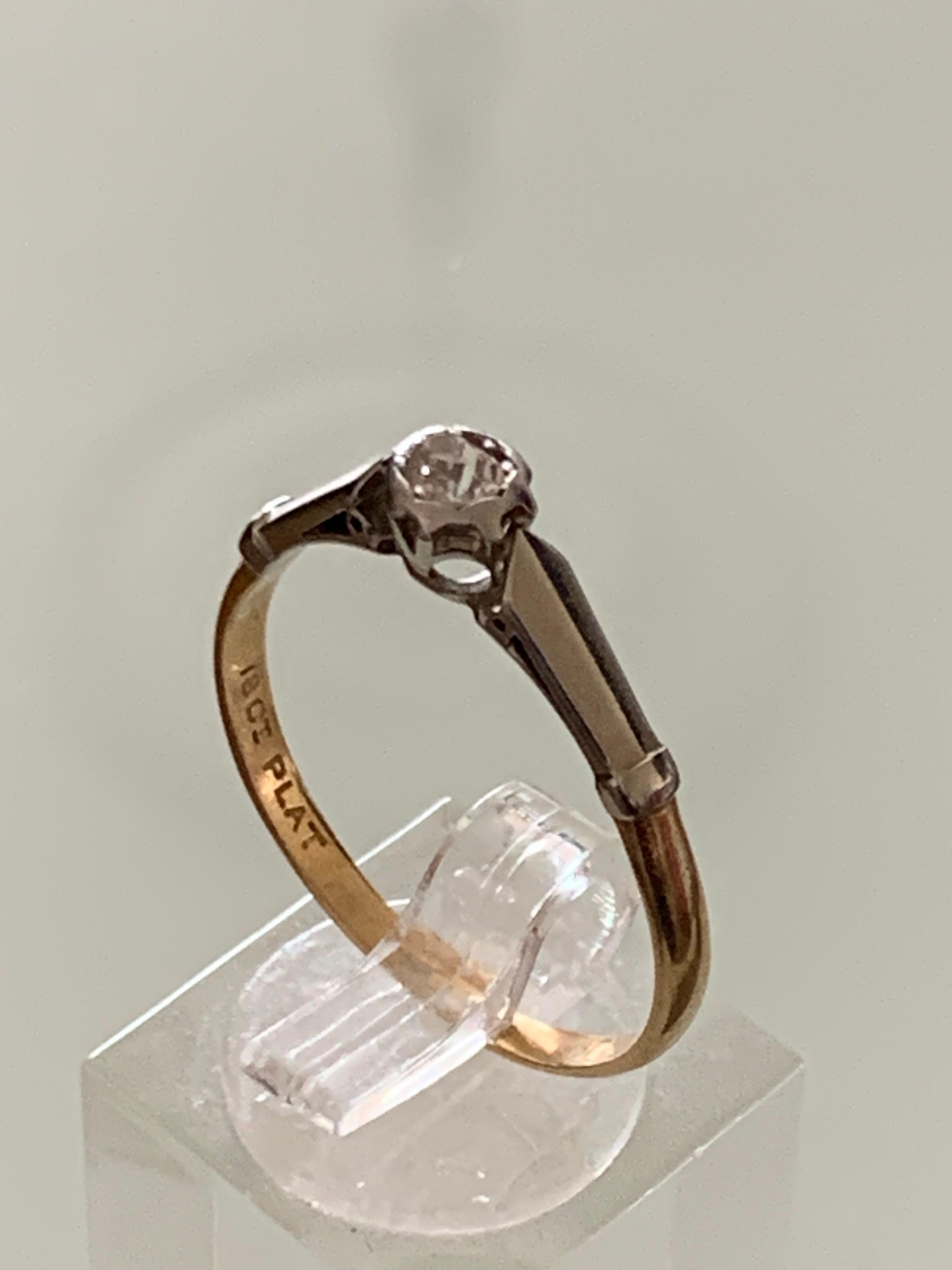 Art Decó Oro 18 ct y Platino Diamante en venta 1