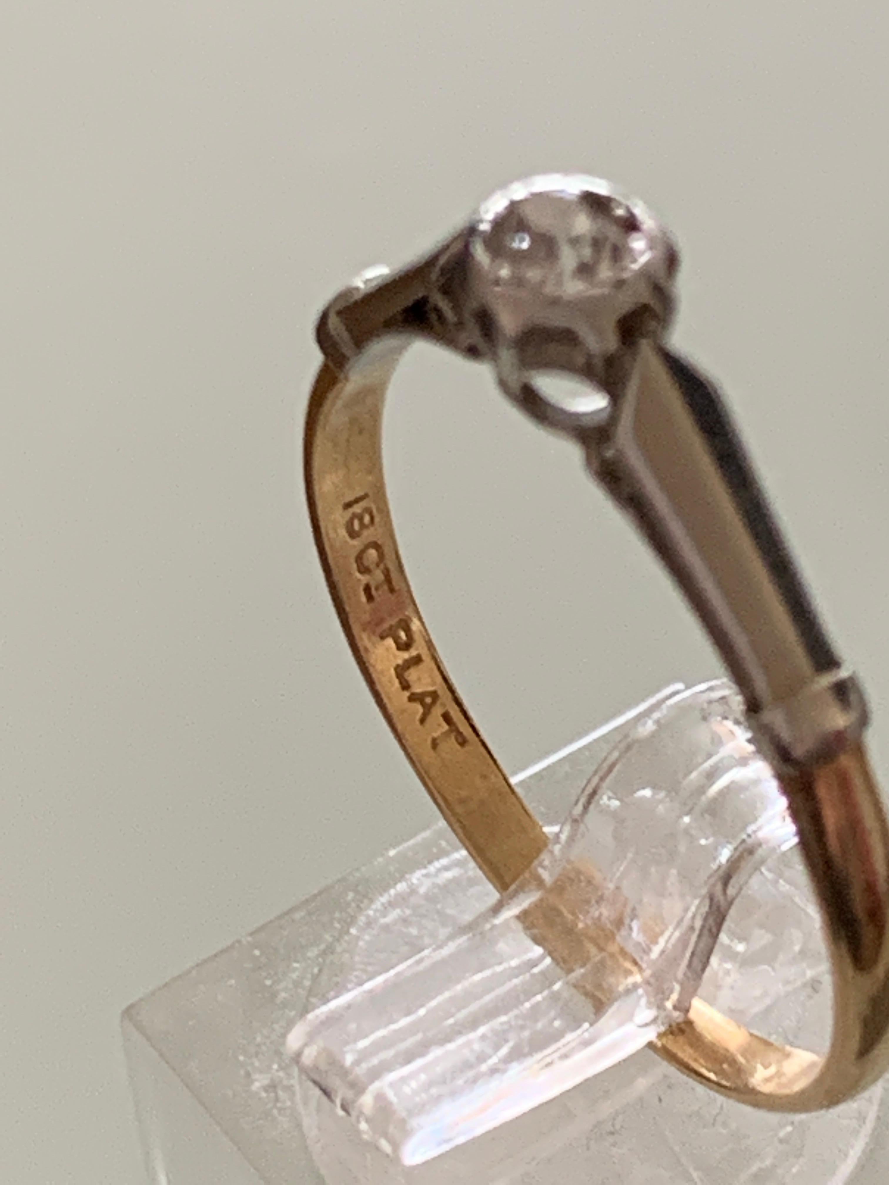 Art Decó Oro 18 ct y Platino Diamante en venta 2