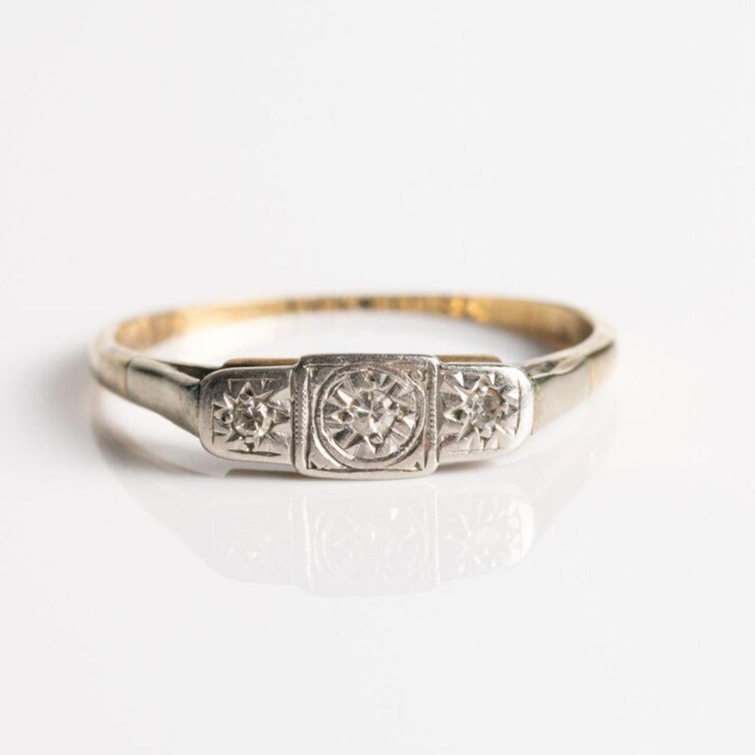 Art Deco 18ct Gold & Platinum Diamond Trilogy Ring In Good Condition In Portland, GB