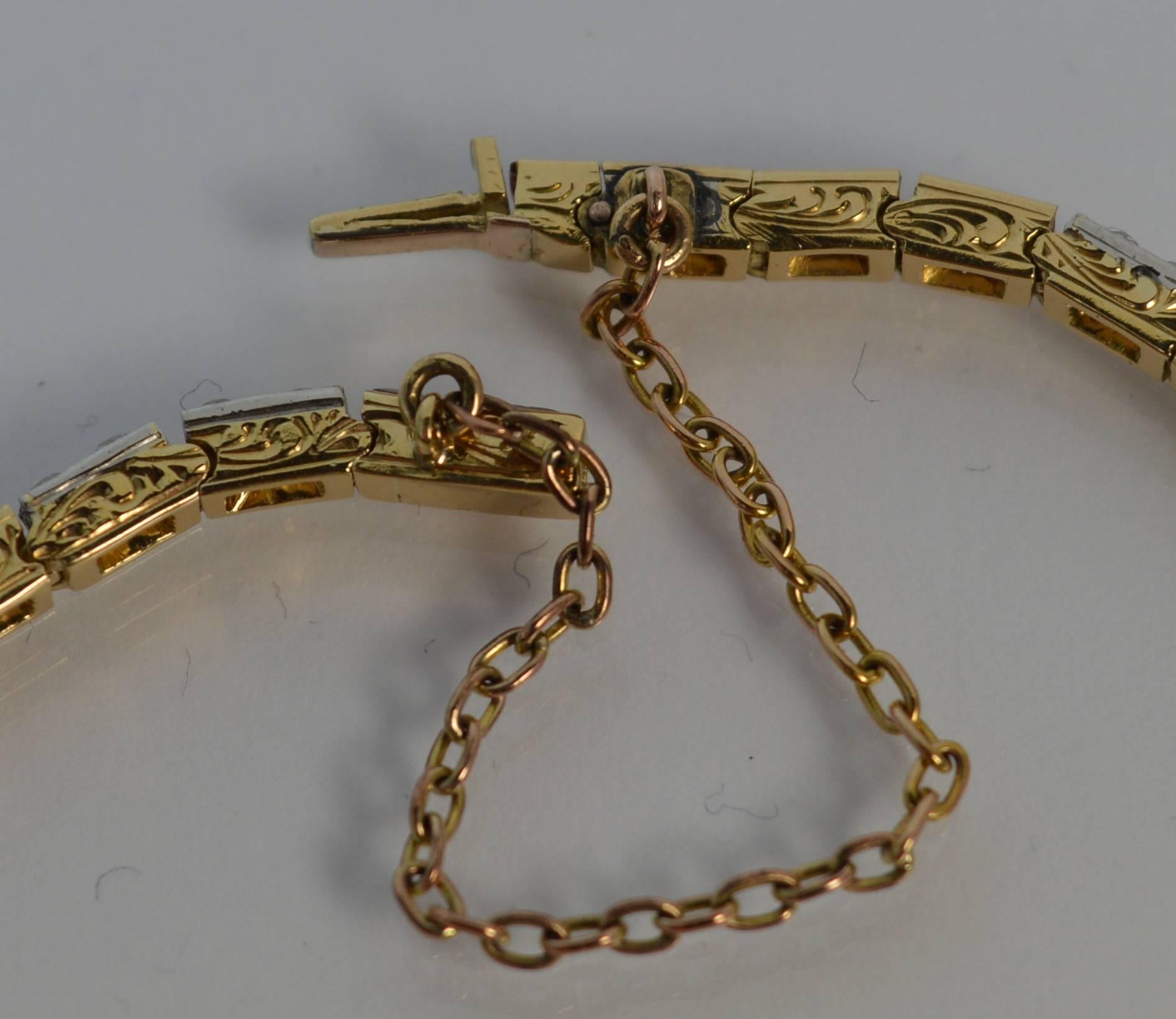 Art Deco 18 Carat Gold Ruby and Diamond Line Tennis Strand Bracelet 1