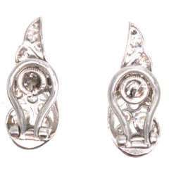 Art Deco 18ct White Gold 1.2 Carat Diamond Wing Earrings