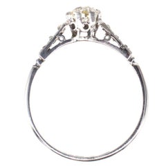 Art Deco 18ct White Gold & Platinum Old Mine Cut Diamond Solitaire Ring