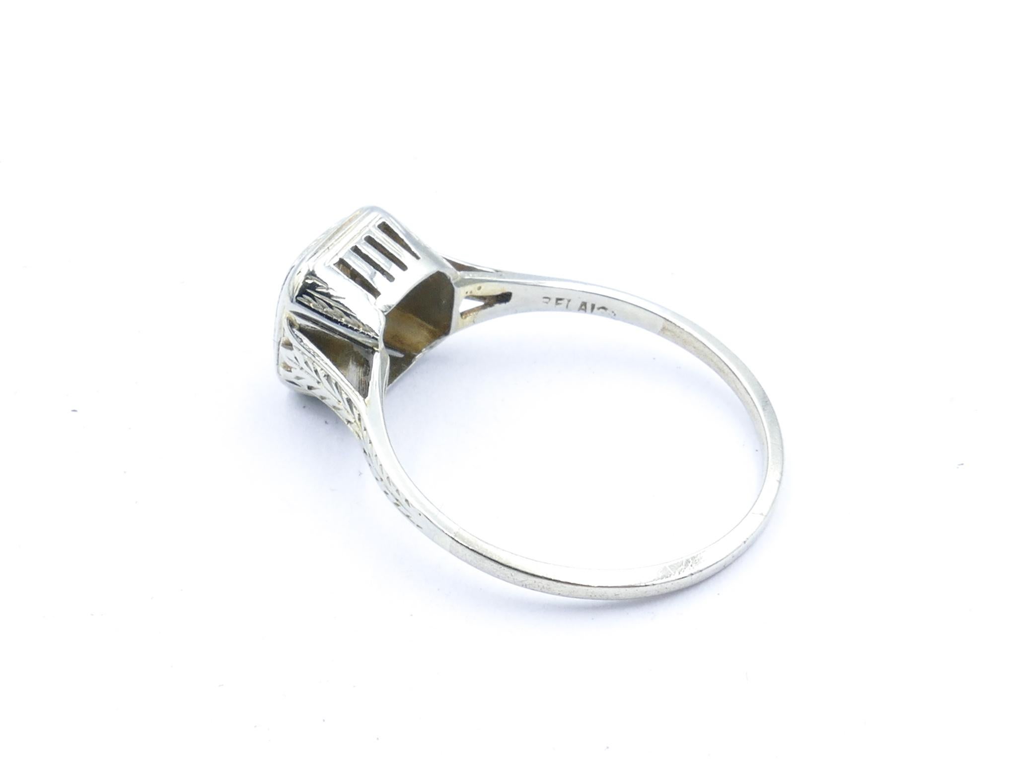 Women's Art Deco 18ct White Gold Solitaire Old European Cut Diamond Ring, Circa 1925 For Sale