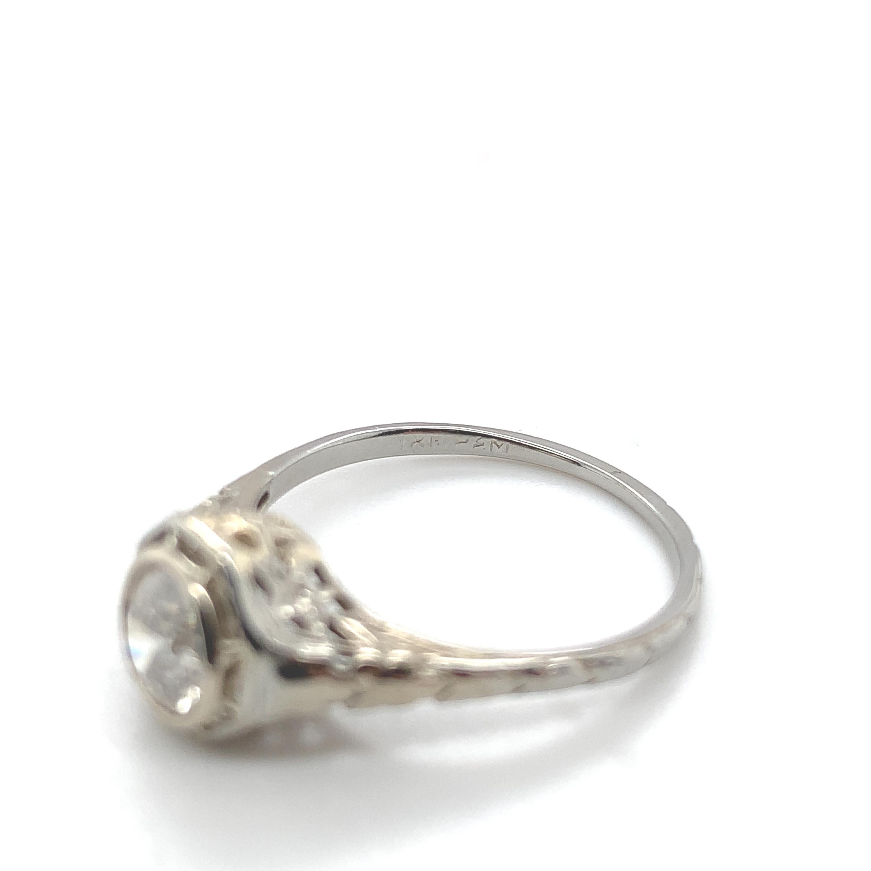 Art Deco 18K .60ct Diamond Filigree Ring For Sale 3