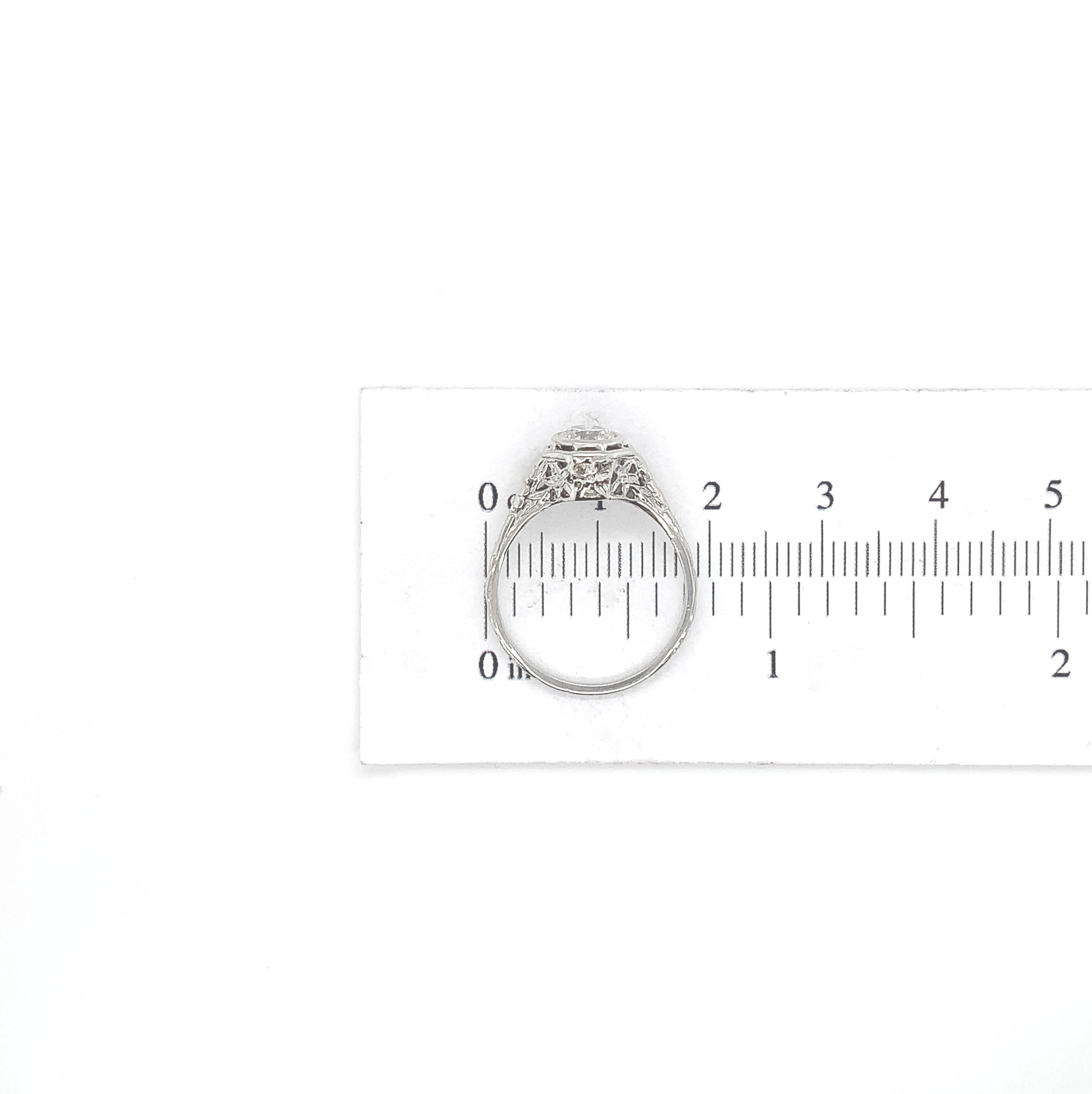 Art Deco 18K .60ct Diamond Filigree Ring For Sale 4