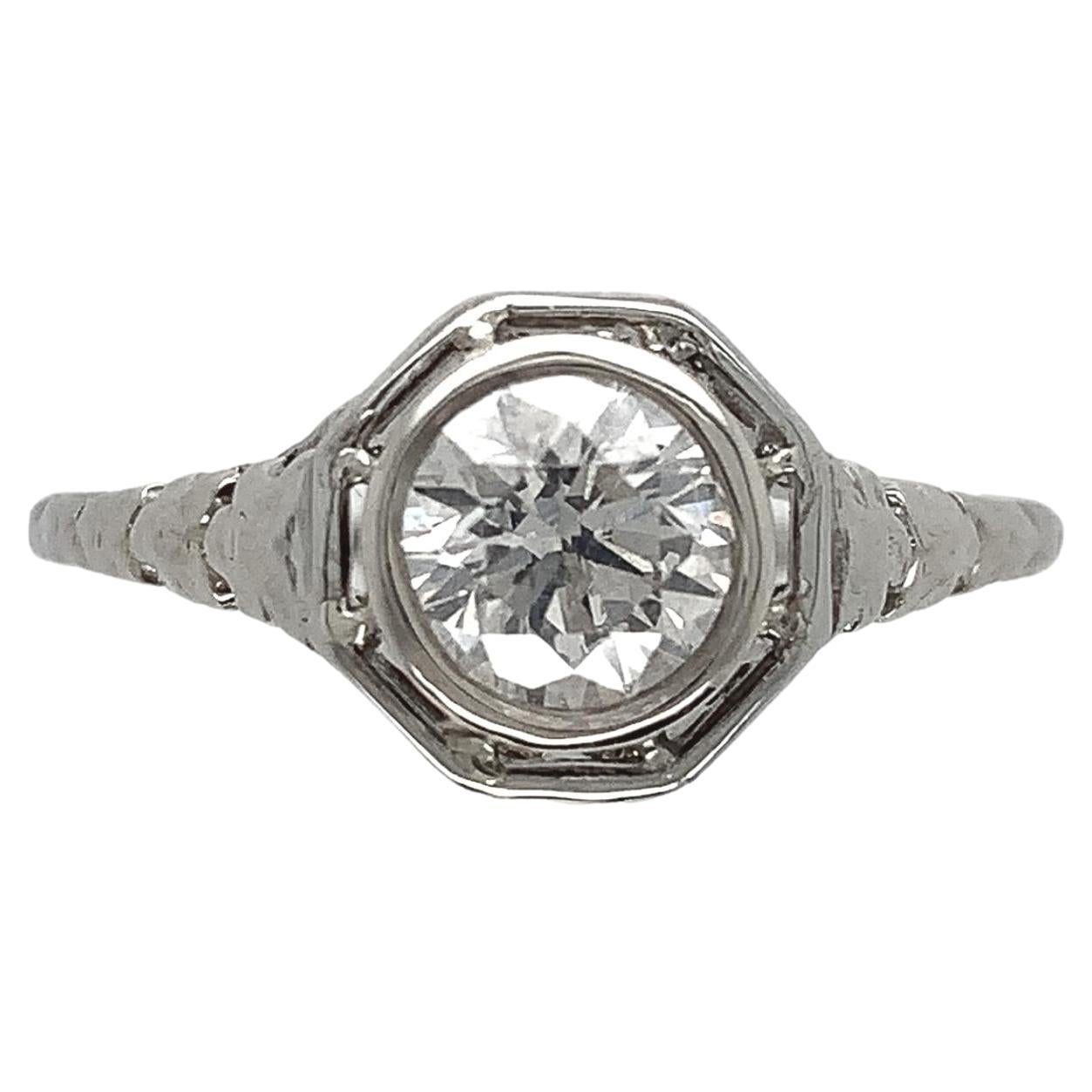 Art Deco 18K .60ct Diamond Filigree Ring