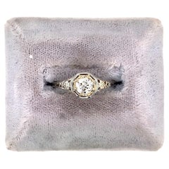 Art Deco 18K .62ct Diamond Filigree Ring