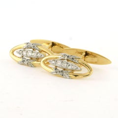 Art Deco Manschettenknöpfe aus 18k Bicolor Gold mit Diamanten, 0,45ct