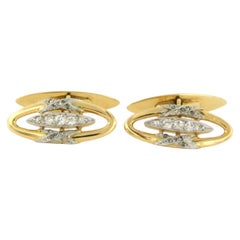 Art Deco Manschettenknöpfe aus 18k Bicolor Gold mit Diamanten, 0,45ct
