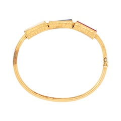 Art Deco 18k Bone, Lapis, and Jasper Bangle