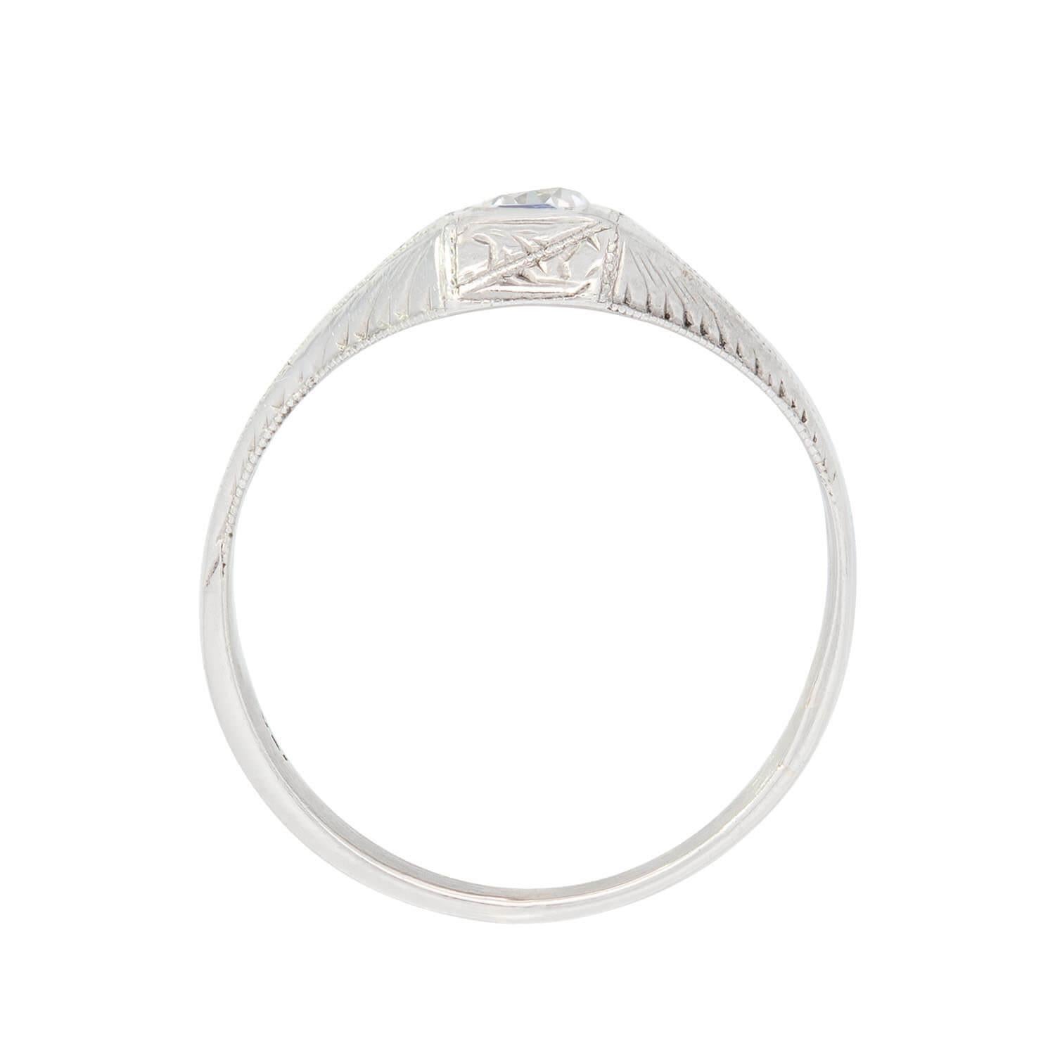 Women's or Men's Art Deco 18k Diamond and Synthetic Sapphire Triple Band Ring For Sale