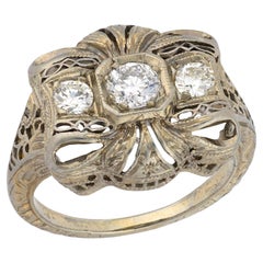 Art Deco 18k Diamond Bow-Motif Ring Art Deco 18k Diamond Bow-Motif Ring
