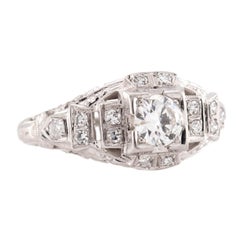Art Deco 18k Diamond Engagement Ring .40ct