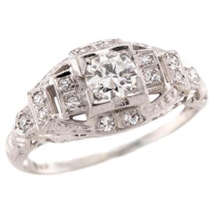 Art Deco 18k Diamond Engagement Ring .40ct