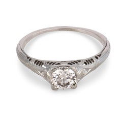 Art Deco 18k Diamond Engagement Ring .75ct