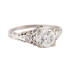 Art Deco 18k Diamond Engagement Ring .95ct