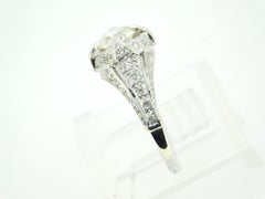 Art Deco 18K Diamond Ring 1.05ct Milgrain