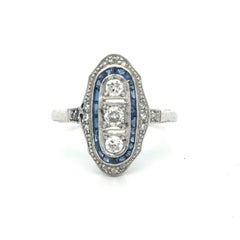 Art Deco 18k Diamond Sapphire Ring