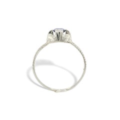 Art Deco 18K Gold .68ct Sapphire Ring Hand Engraved size 9.25