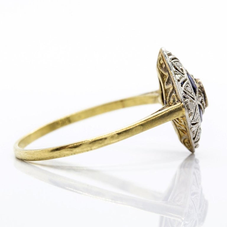 Art Deco 18 Karat Gold and Platinum Diamonds Ring at 1stDibs
