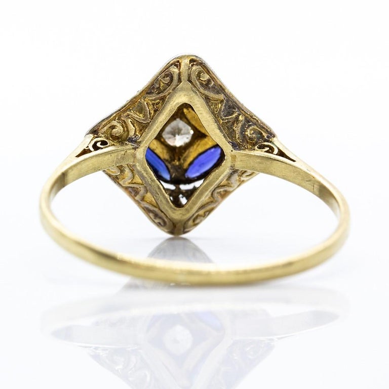 Art Deco 18 Karat Gold and Platinum Diamonds Ring at 1stDibs