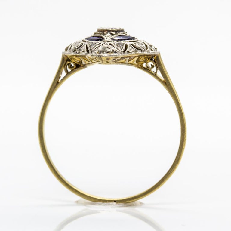 Art Deco 18 Karat Gold and Platinum Diamonds Ring at 1stDibs