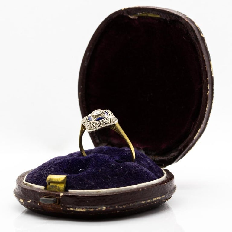 Art Deco 18 Karat Gold and Platinum Diamonds Ring at 1stDibs