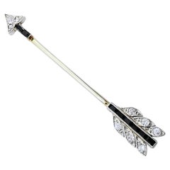 Art Deco 18k Gold Diamond Arrow Jabot Pin