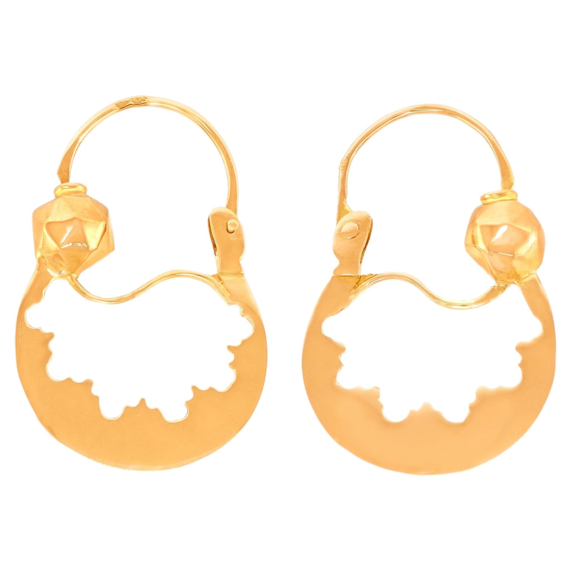 Art Deco 18k Gold French Earrings For Sale