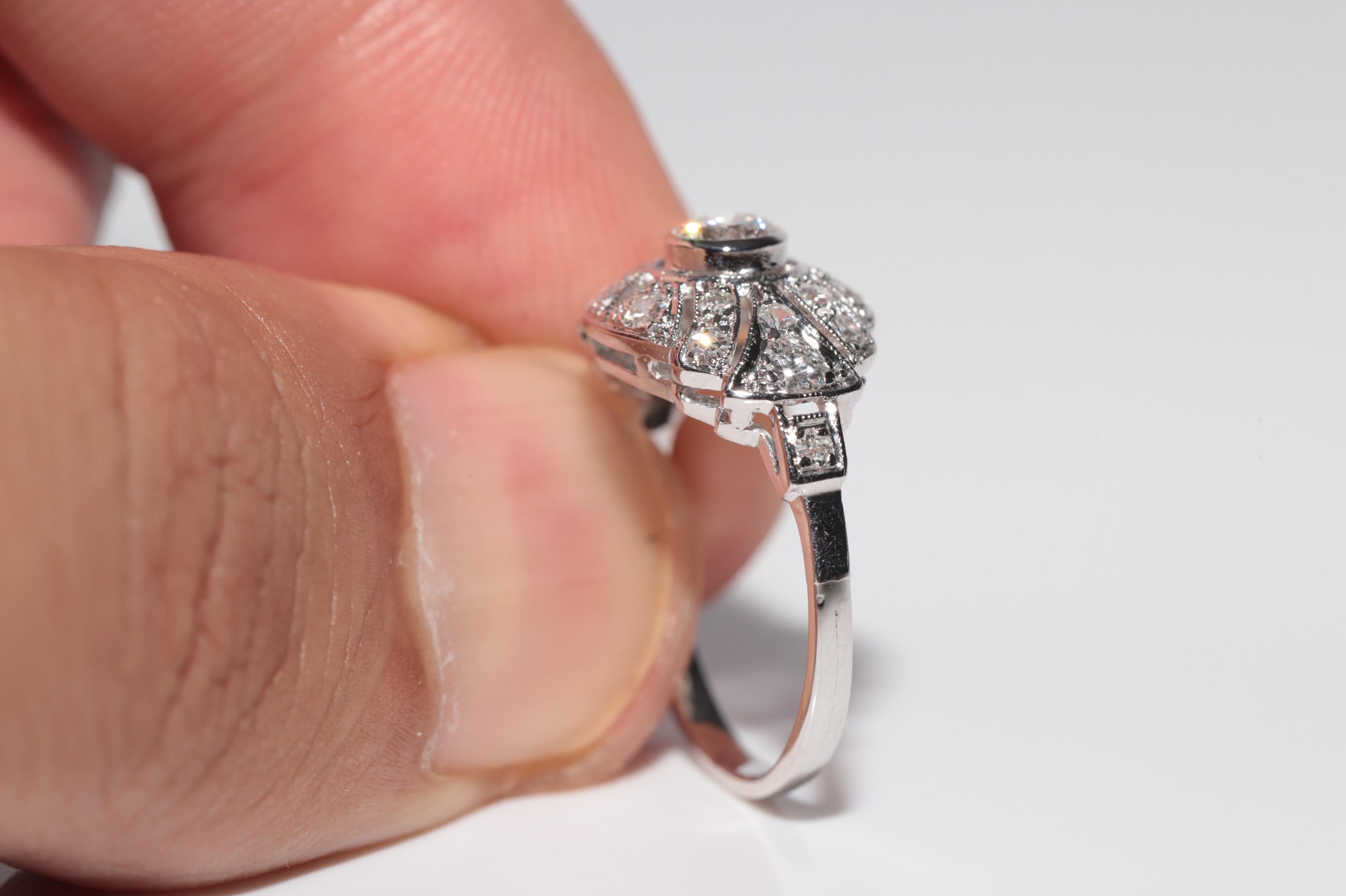 Art Deco 18k Gold Handcrafted Natural Diamond Decorated Pretty Ring For Sale 9