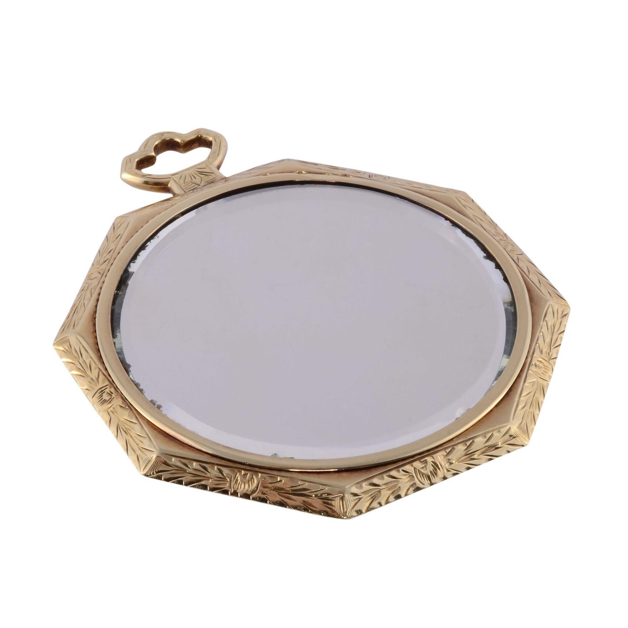 Women's Art Deco 18K Gold Mirror For Sale