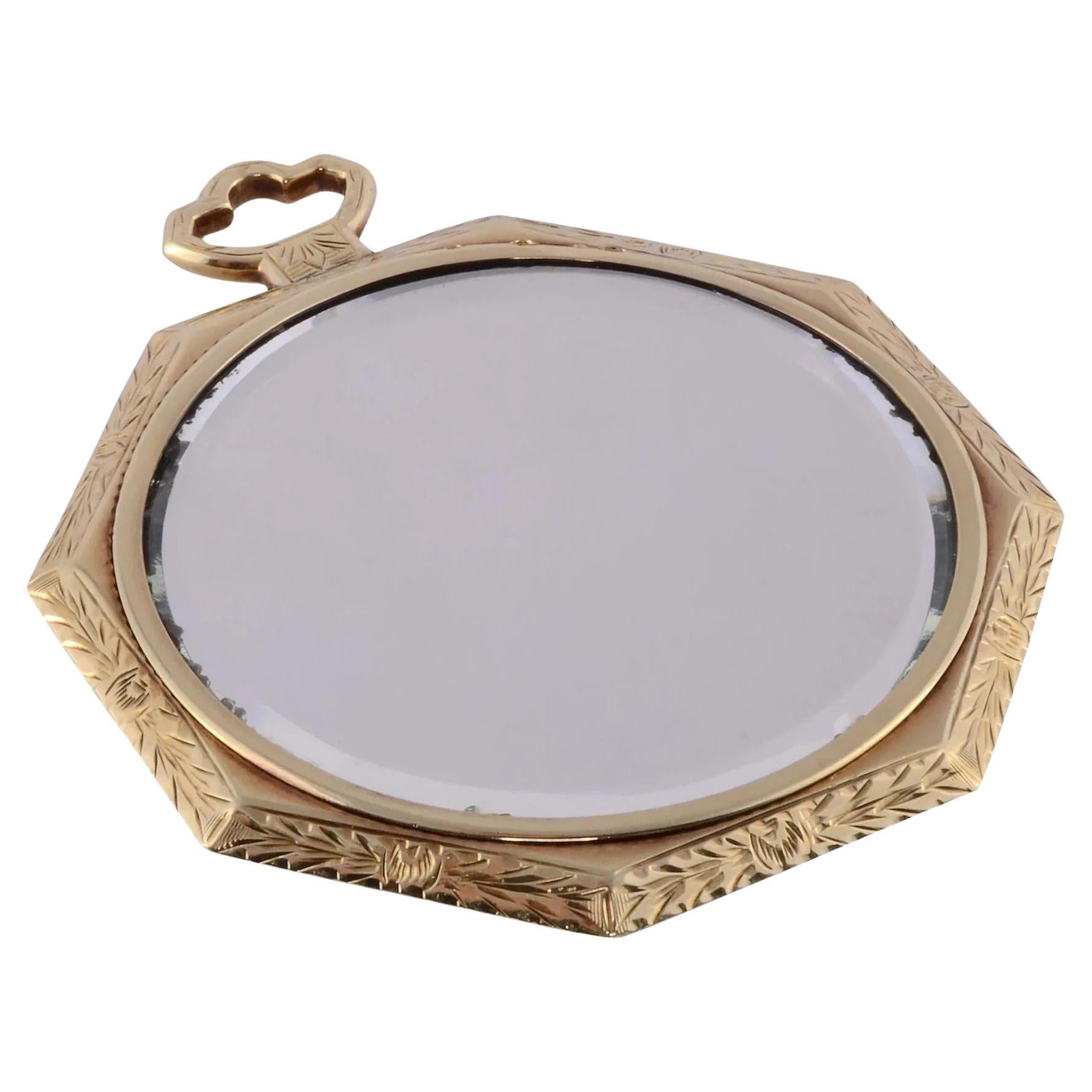 Miroir Art Déco en or 18 carats en vente