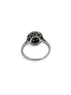 Art Deco 18K Gold Old Cut Diamond Sapphire Target Ring
