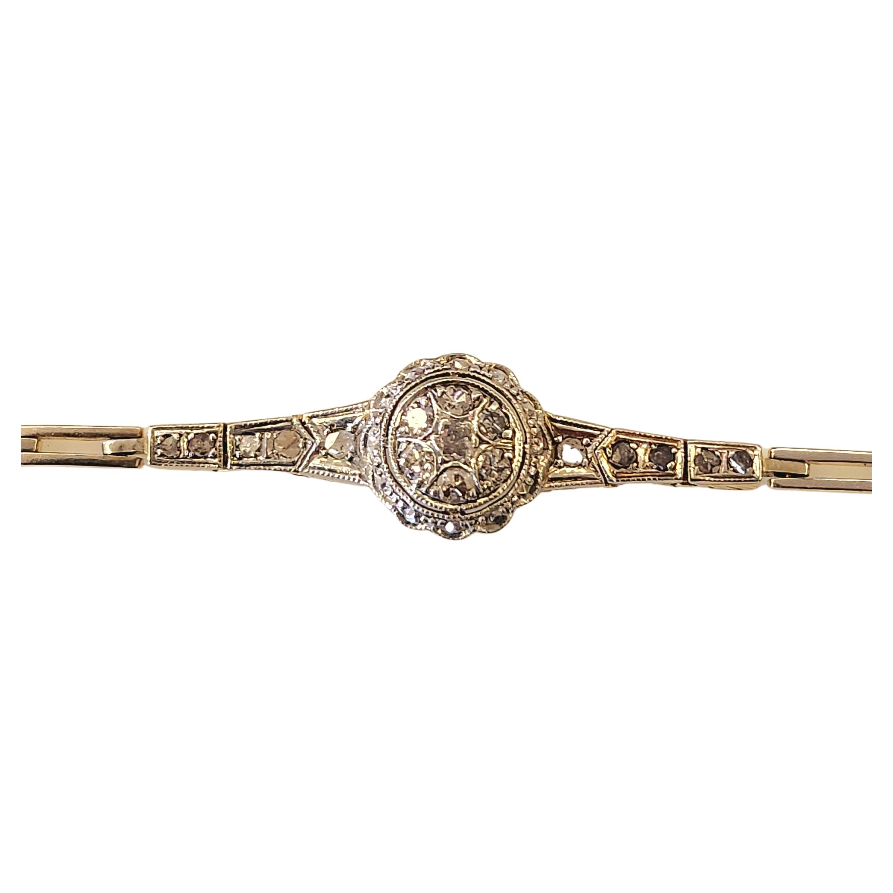 Art Deco 1920s Old Mine Cut Diamond Gold Bracelet For Sale 2
