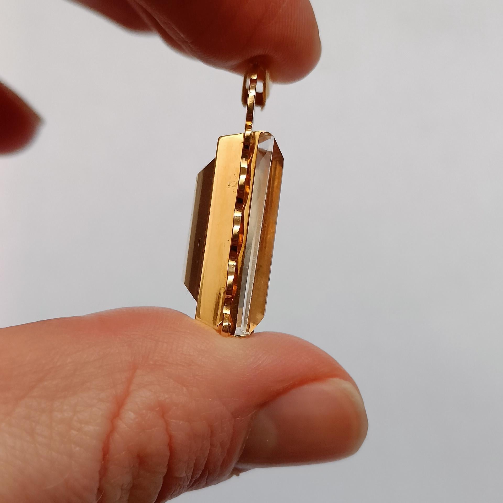 Art Deco 18k Gold Pendant with Rock Crystal by Stigbert / Engelbert In Good Condition In Magenta, IT