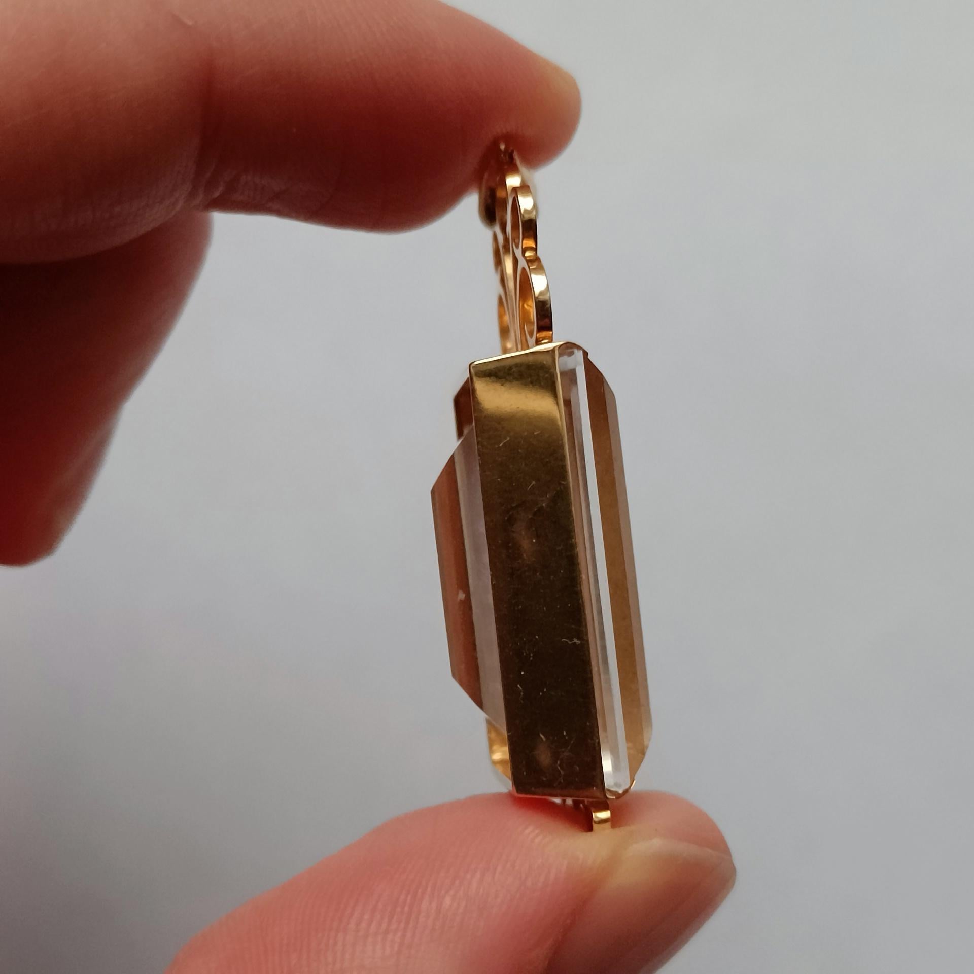 da uomo o donna Ciondolo Art Deco in oro 18k con cristallo di rocca di Stigbert / Engelbert in vendita