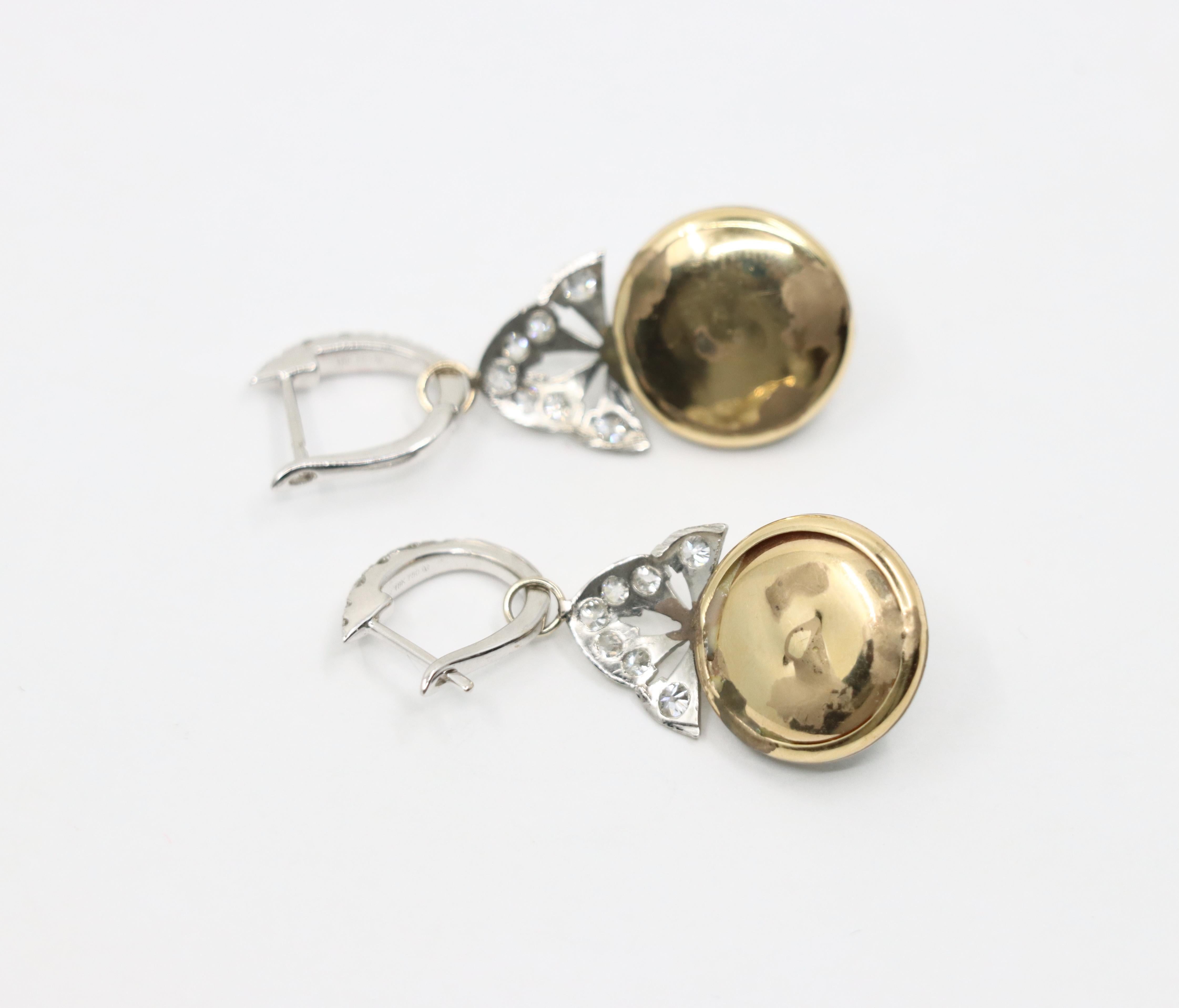 Orecchini Art Deco in oro 18 carati e platino con diamanti e perle in vendita 4
