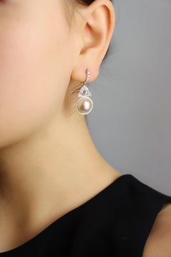 Art Deco 18K Gold & Platinum Diamond Pearl Earrings