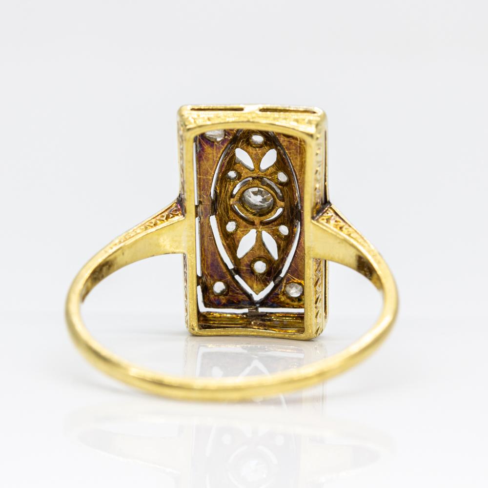 Rose Cut Art Deco 18 Karat Gold and Platinum Diamond Ring
