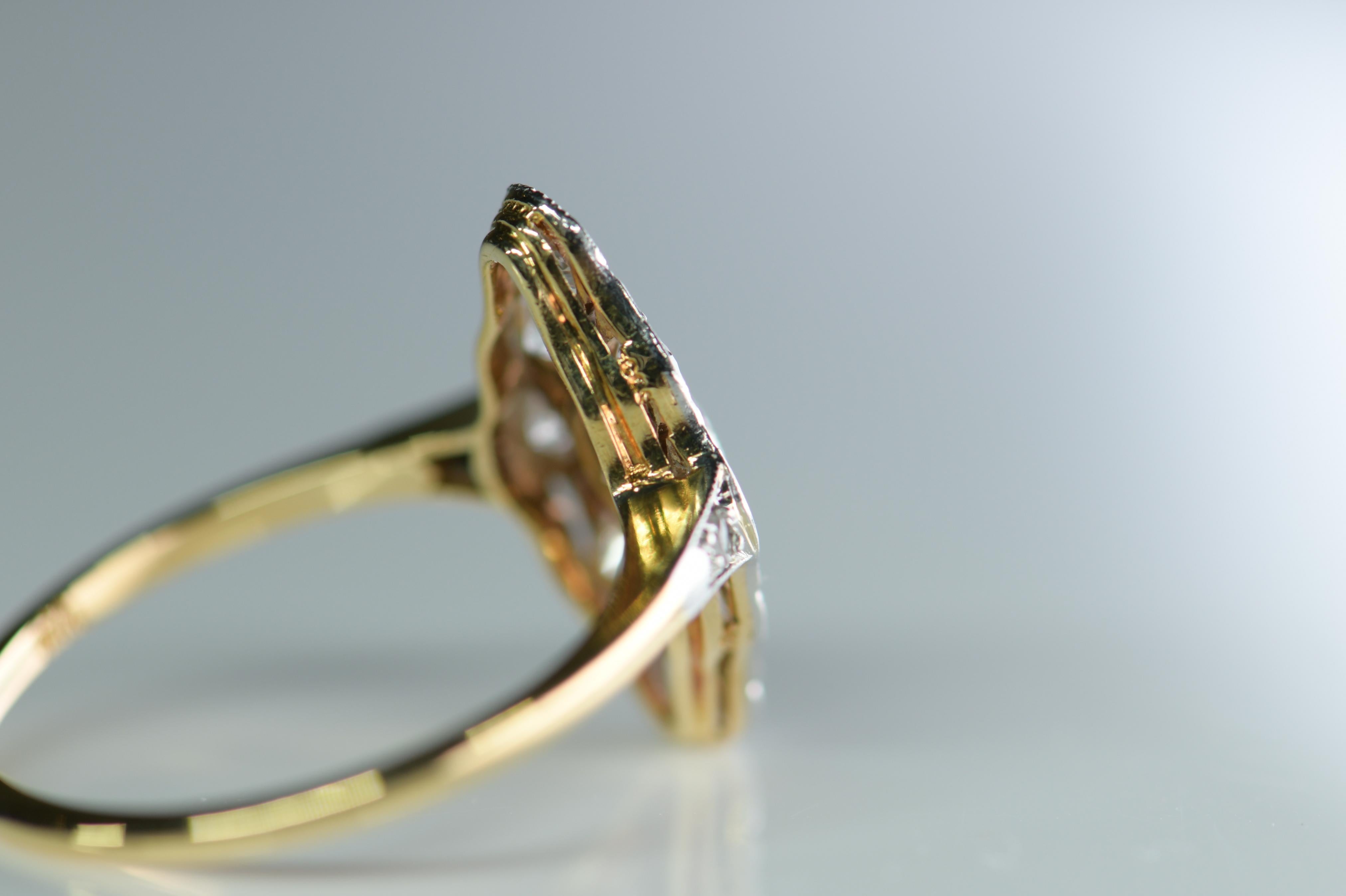 Art Deco 18 Karat Gold and Platinum Diamond Ring 1
