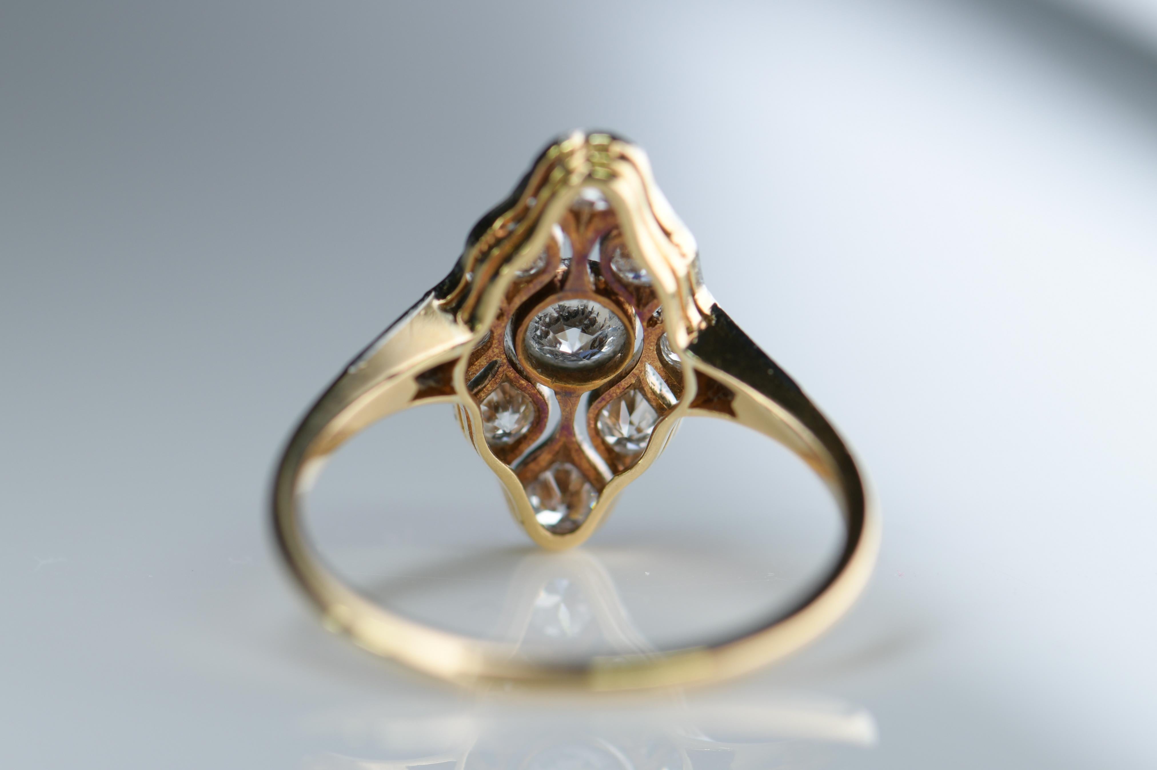 Art Deco 18 Karat Gold and Platinum Diamond Ring 3