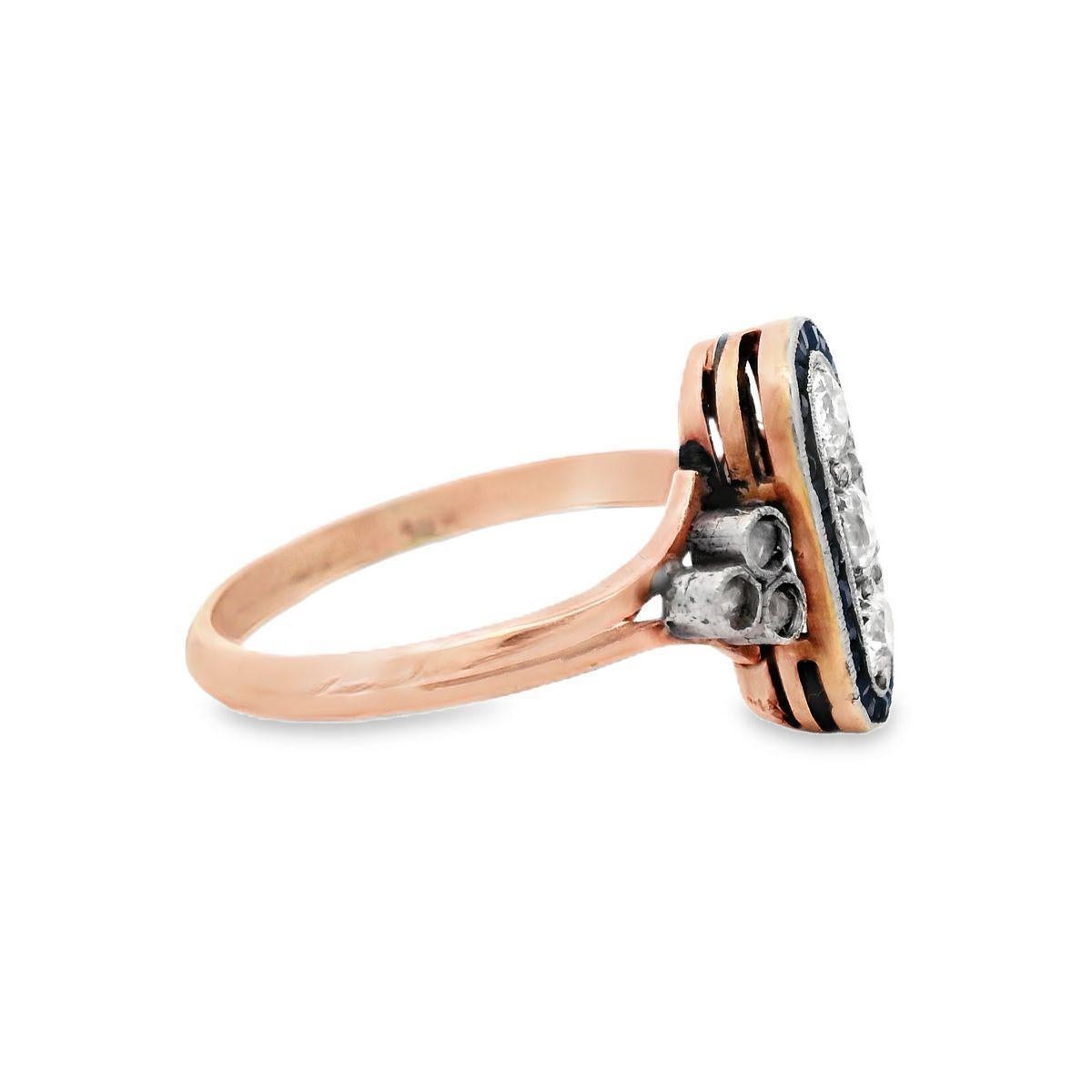 Art Deco Ring aus 18 Karat Gold und Platin mit Saphiren und Diamanten im Art déco-Stil für Damen oder Herren im Angebot