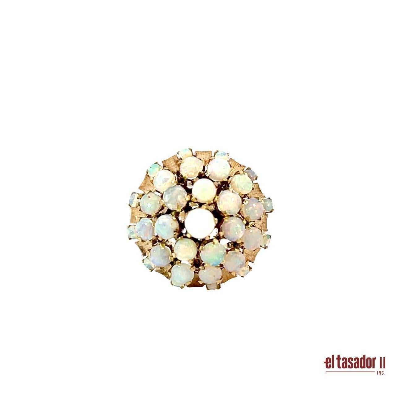 Women's Art Deco 18K Gold Ring with Opals – 6.8 g For Sale