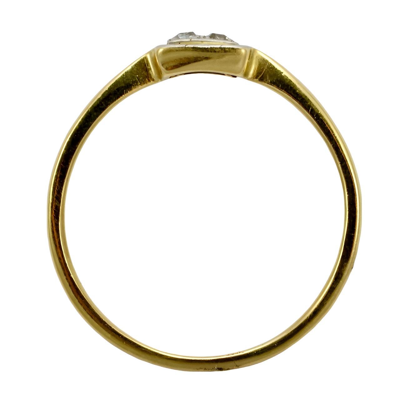 Art Deco 18K Gold Square Four Stone Diamond Ring For Sale 1