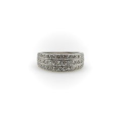 Art Deco 18K Gold Triple Row Pave Diamond Band