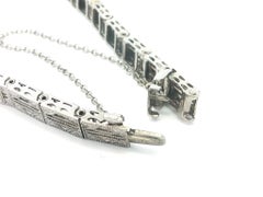 Art Deco 18k Gold w/ Platinum Diamond Sapphire Detailed Filigree Belly Bracelet