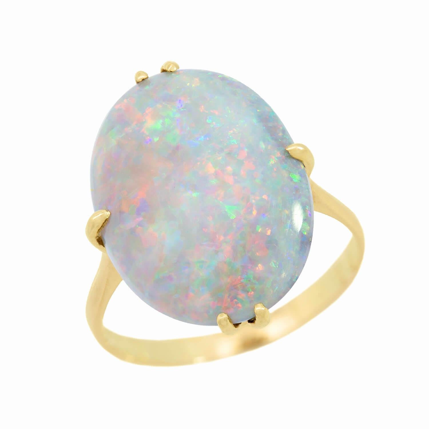 Art Deco 18k Lightening Ridge Dark Opal Ring For Sale