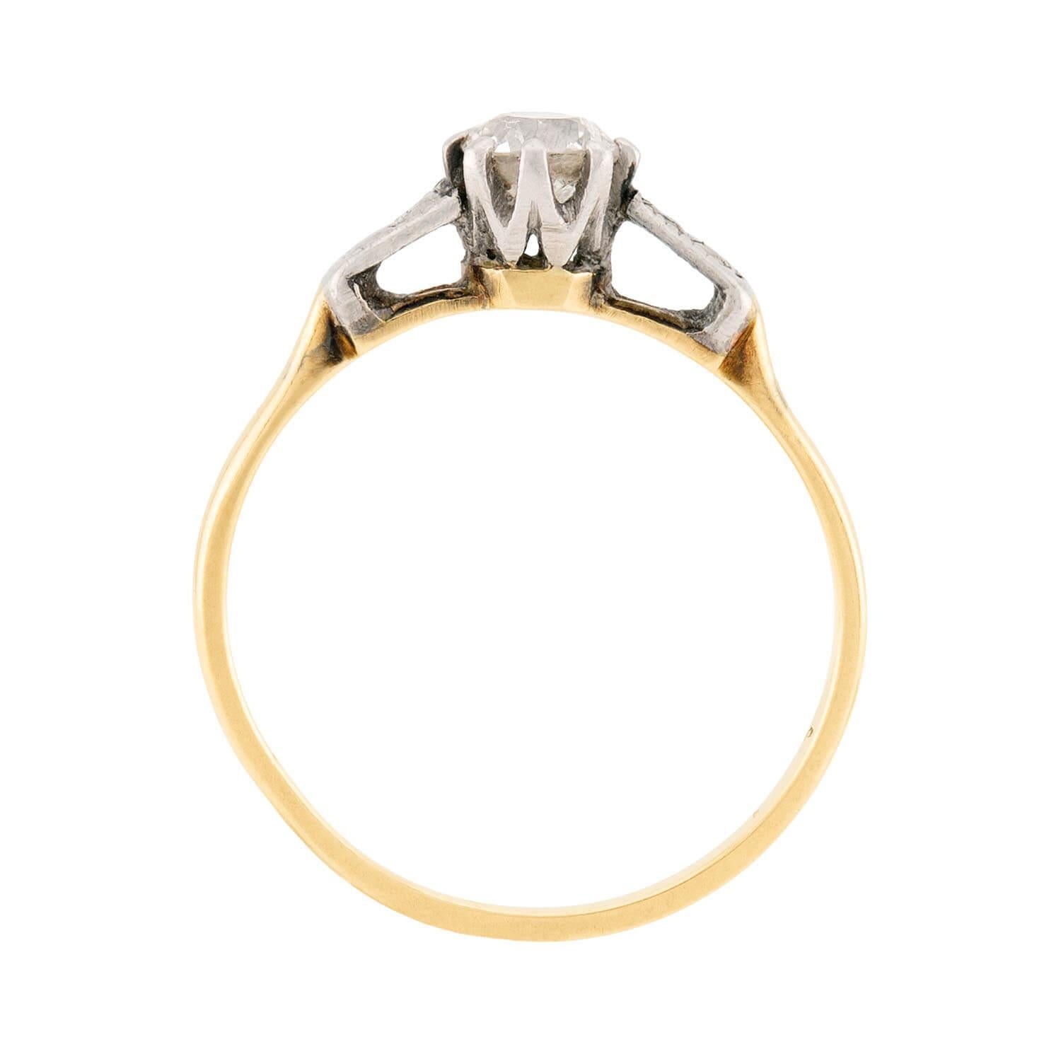 Art Deco 18k & Platinum Diamond Engagement Ring 0.38ct In Good Condition For Sale In Narberth, PA