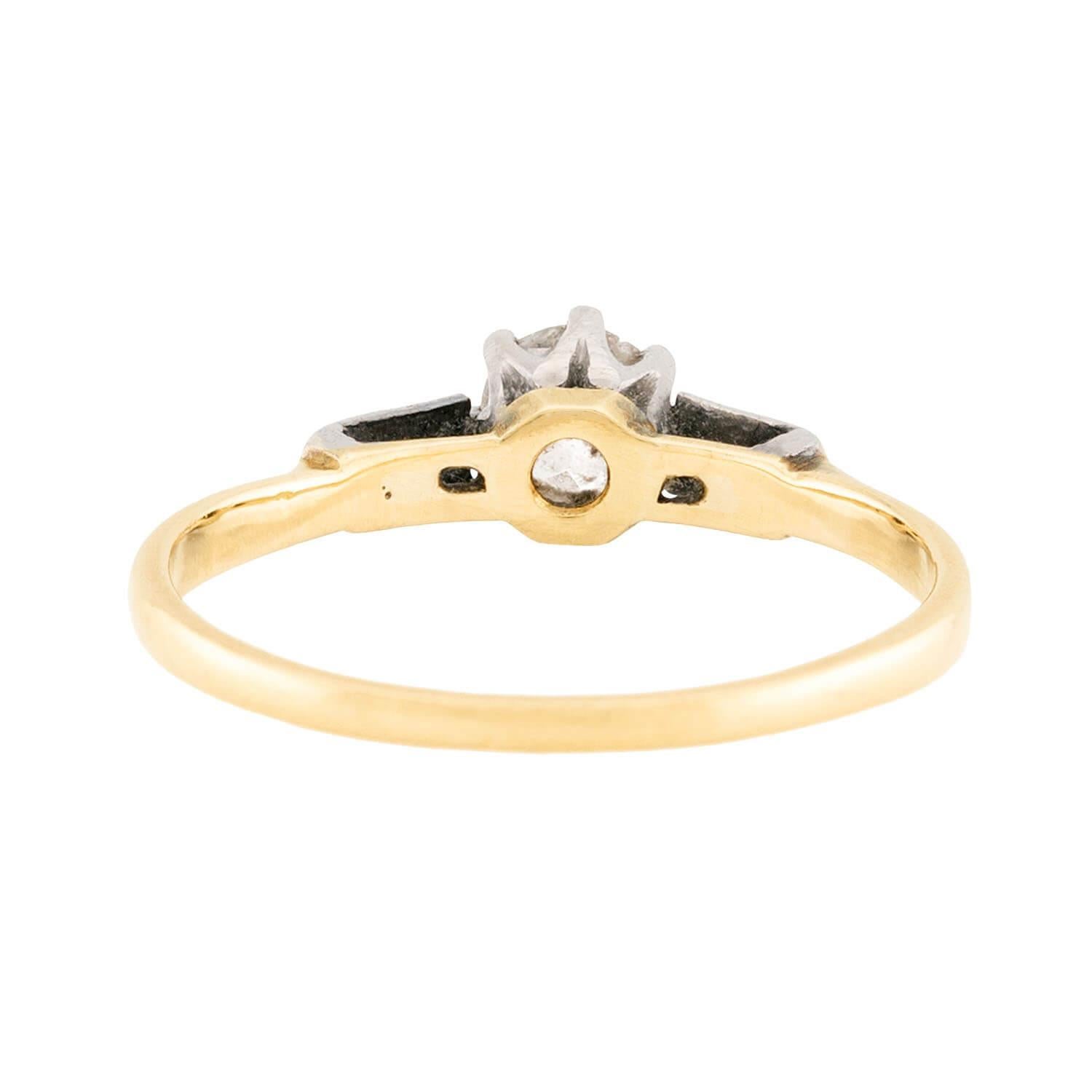 Women's Art Deco 18k & Platinum Diamond Engagement Ring 0.38ct For Sale