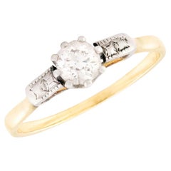 Art Deco 18k & Platinum Diamond Engagement Ring 0.38ct
